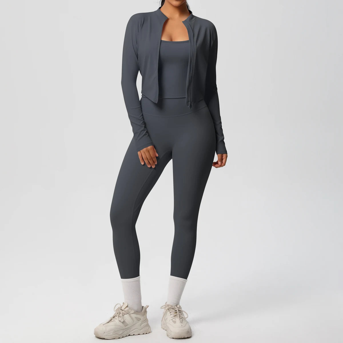 3PCS Yoga Set Nude Feeling Workout Sets Women Tracksuit Gym Push Up Fitness Running Workout Sportwear Sport Bra Leggings Suit