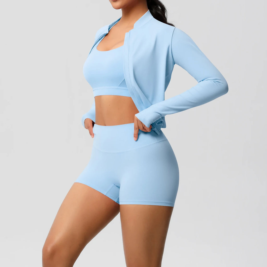 3PCS Yoga Set Nude Feeling Workout Sets Women Tracksuit Gym Push Up Fitness Running Workout Sportwear Sport Bra Leggings Suit
