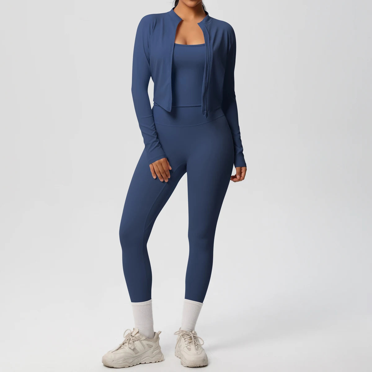 3PCS Yoga Set Nude Feeling Workout Sets Women Tracksuit Gym Push Up Fitness Running Workout Sportwear Sport Bra Leggings Suit