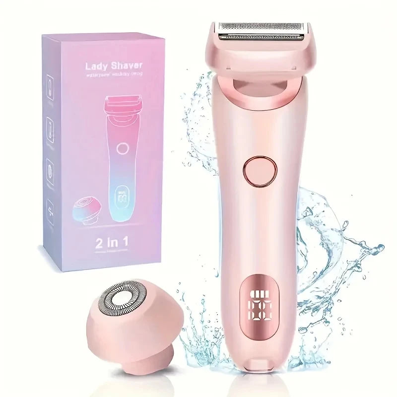 HOMEFISH Women's 2-in-1 Electric Shaver & Bikini Trimmer IPX7 Waterproof Face & Body Hair Remover for Legs Underarms