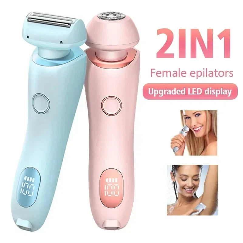 HOMEFISH Women's 2-in-1 Electric Shaver & Bikini Trimmer IPX7 Waterproof Face & Body Hair Remover for Legs Underarms