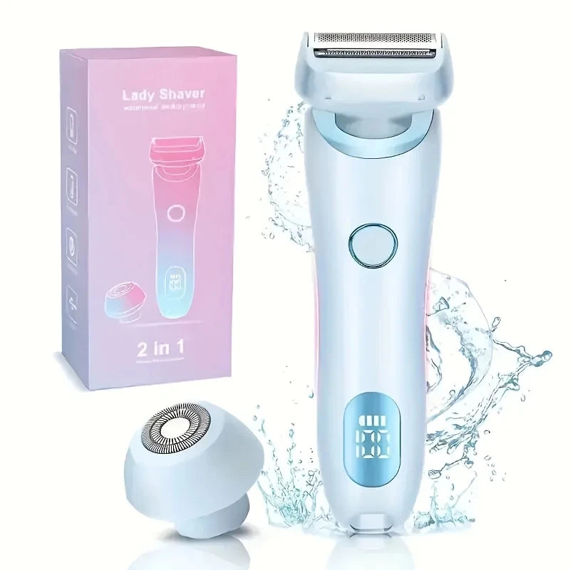 HOMEFISH Women's 2-in-1 Electric Shaver & Bikini Trimmer IPX7 Waterproof Face & Body Hair Remover for Legs Underarms