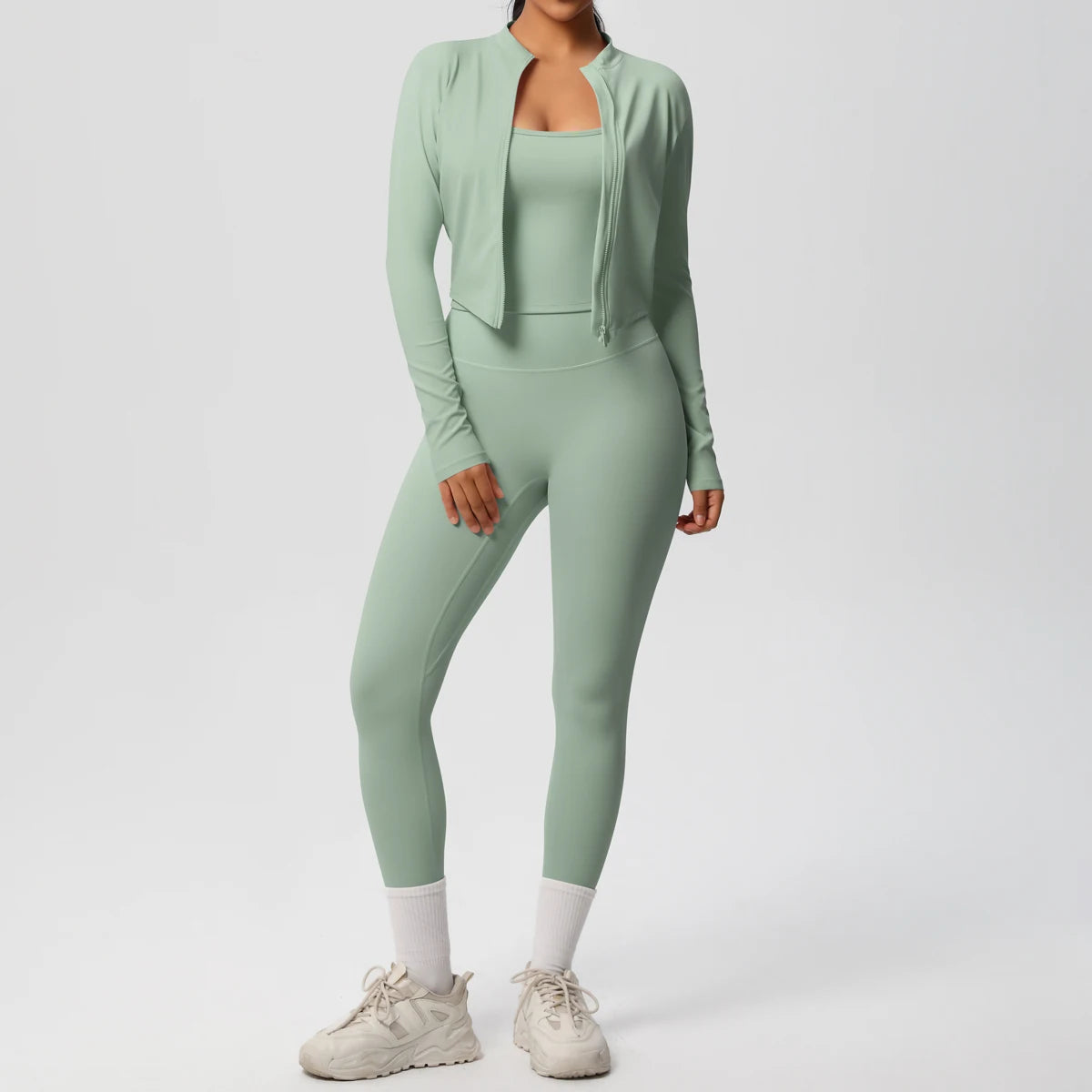 3PCS Yoga Set Nude Feeling Workout Sets Women Tracksuit Gym Push Up Fitness Running Workout Sportwear Sport Bra Leggings Suit