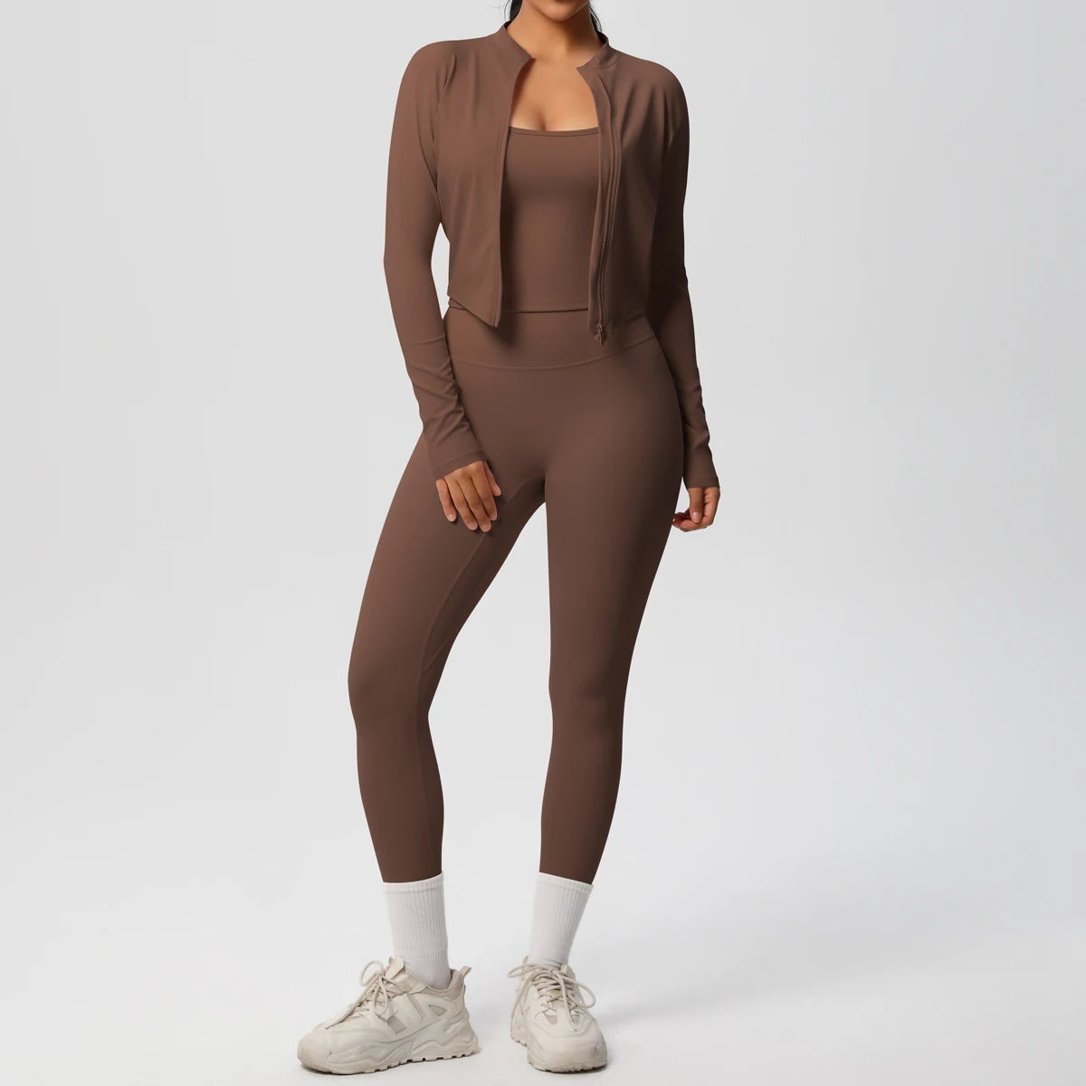 3PCS Yoga Set Nude Feeling Workout Sets Women Tracksuit Gym Push Up Fitness Running Workout Sportwear Sport Bra Leggings Suit