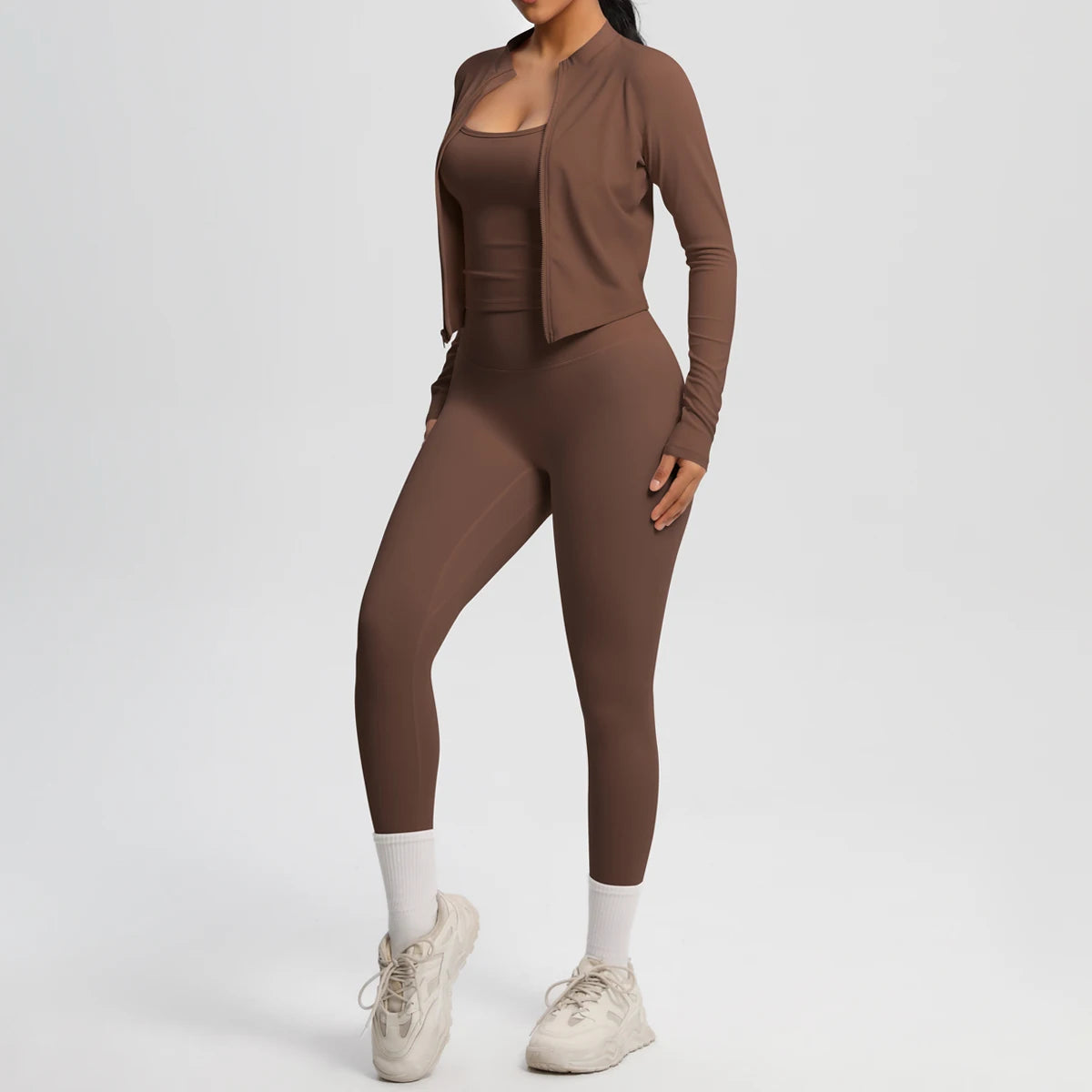 3PCS Yoga Set Nude Feeling Workout Sets Women Tracksuit Gym Push Up Fitness Running Workout Sportwear Sport Bra Leggings Suit