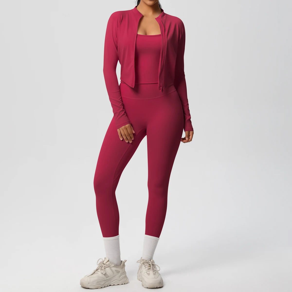 3PCS Yoga Set Nude Feeling Workout Sets Women Tracksuit Gym Push Up Fitness Running Workout Sportwear Sport Bra Leggings Suit