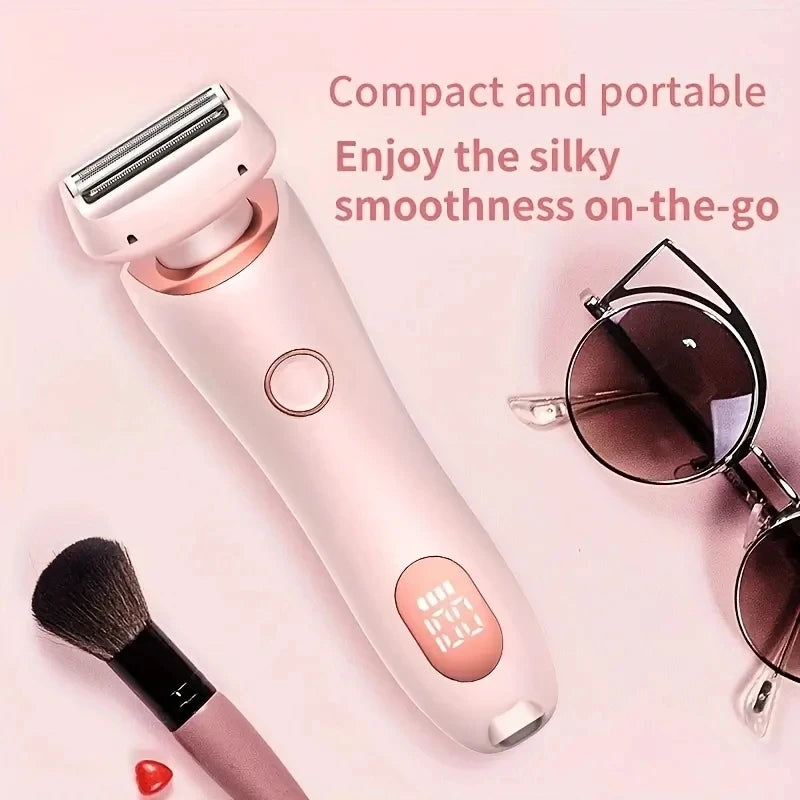 HOMEFISH Women's 2-in-1 Electric Shaver & Bikini Trimmer IPX7 Waterproof Face & Body Hair Remover for Legs Underarms