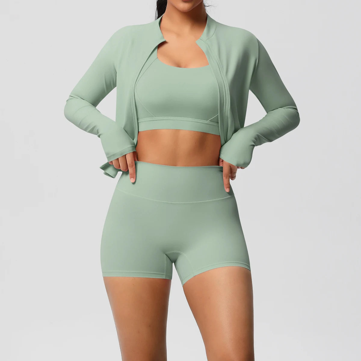 3PCS Yoga Set Nude Feeling Workout Sets Women Tracksuit Gym Push Up Fitness Running Workout Sportwear Sport Bra Leggings Suit