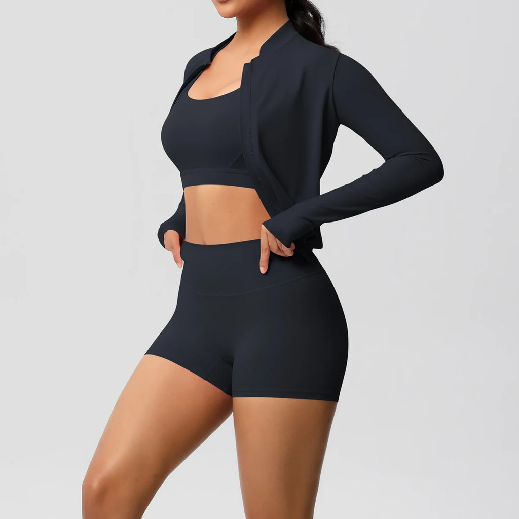 3PCS Yoga Set Nude Feeling Workout Sets Women Tracksuit Gym Push Up Fitness Running Workout Sportwear Sport Bra Leggings Suit
