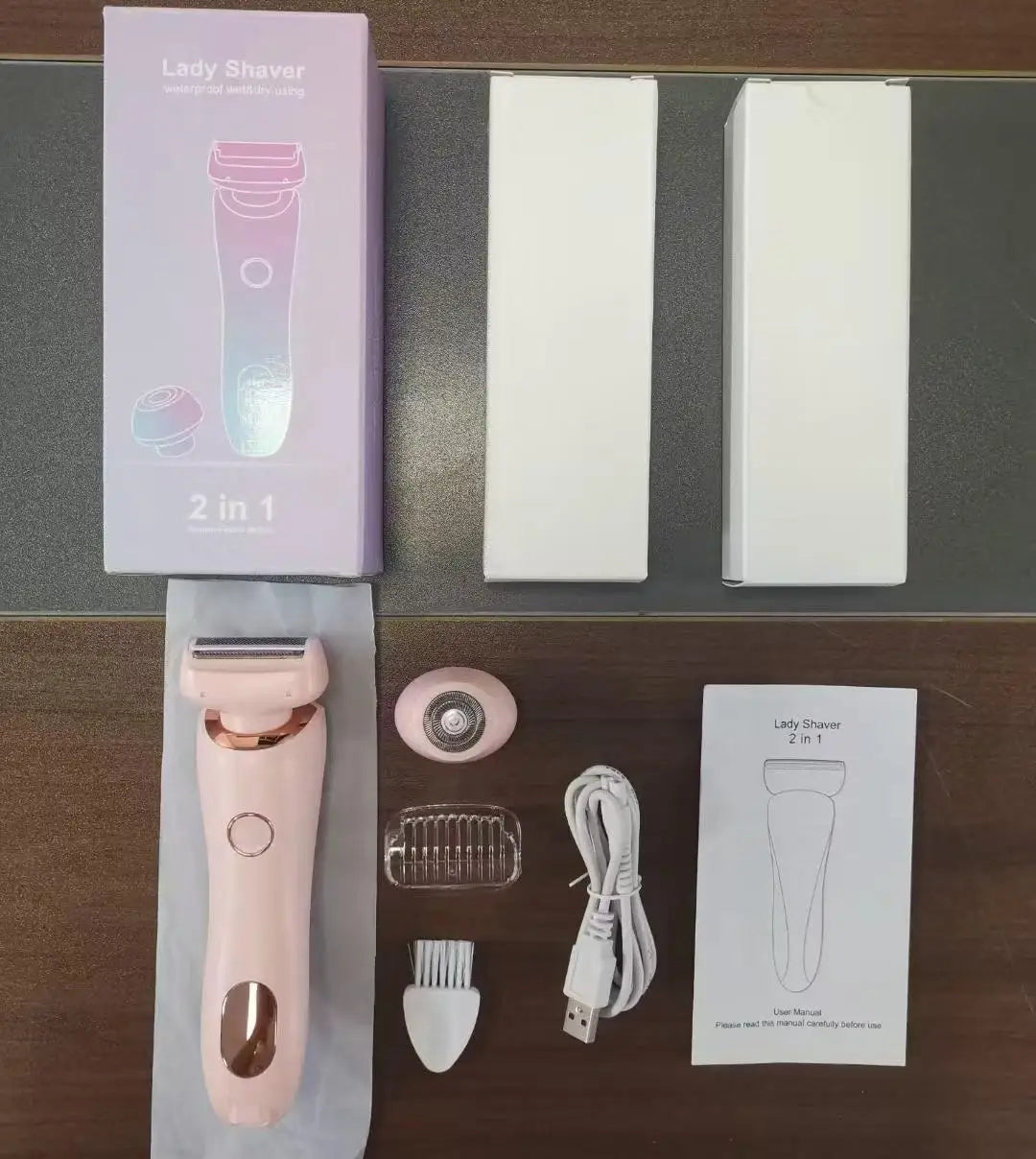 HOMEFISH Women's 2-in-1 Electric Shaver & Bikini Trimmer IPX7 Waterproof Face & Body Hair Remover for Legs Underarms