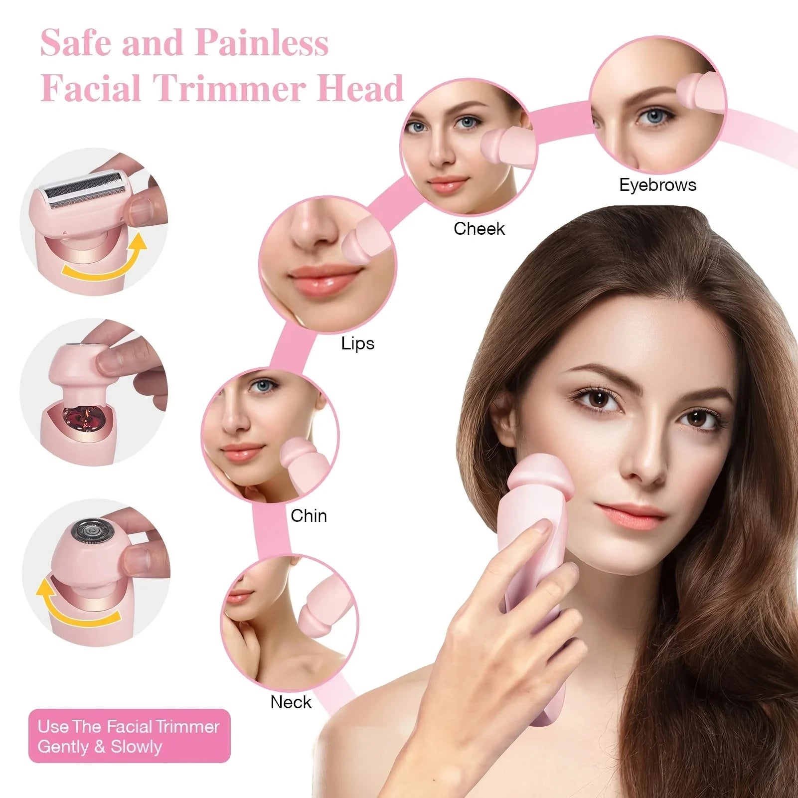HOMEFISH Women's 2-in-1 Electric Shaver & Bikini Trimmer IPX7 Waterproof Face & Body Hair Remover for Legs Underarms