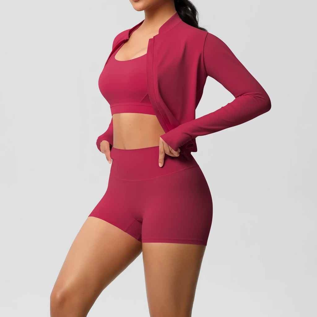 3PCS Yoga Set Nude Feeling Workout Sets Women Tracksuit Gym Push Up Fitness Running Workout Sportwear Sport Bra Leggings Suit