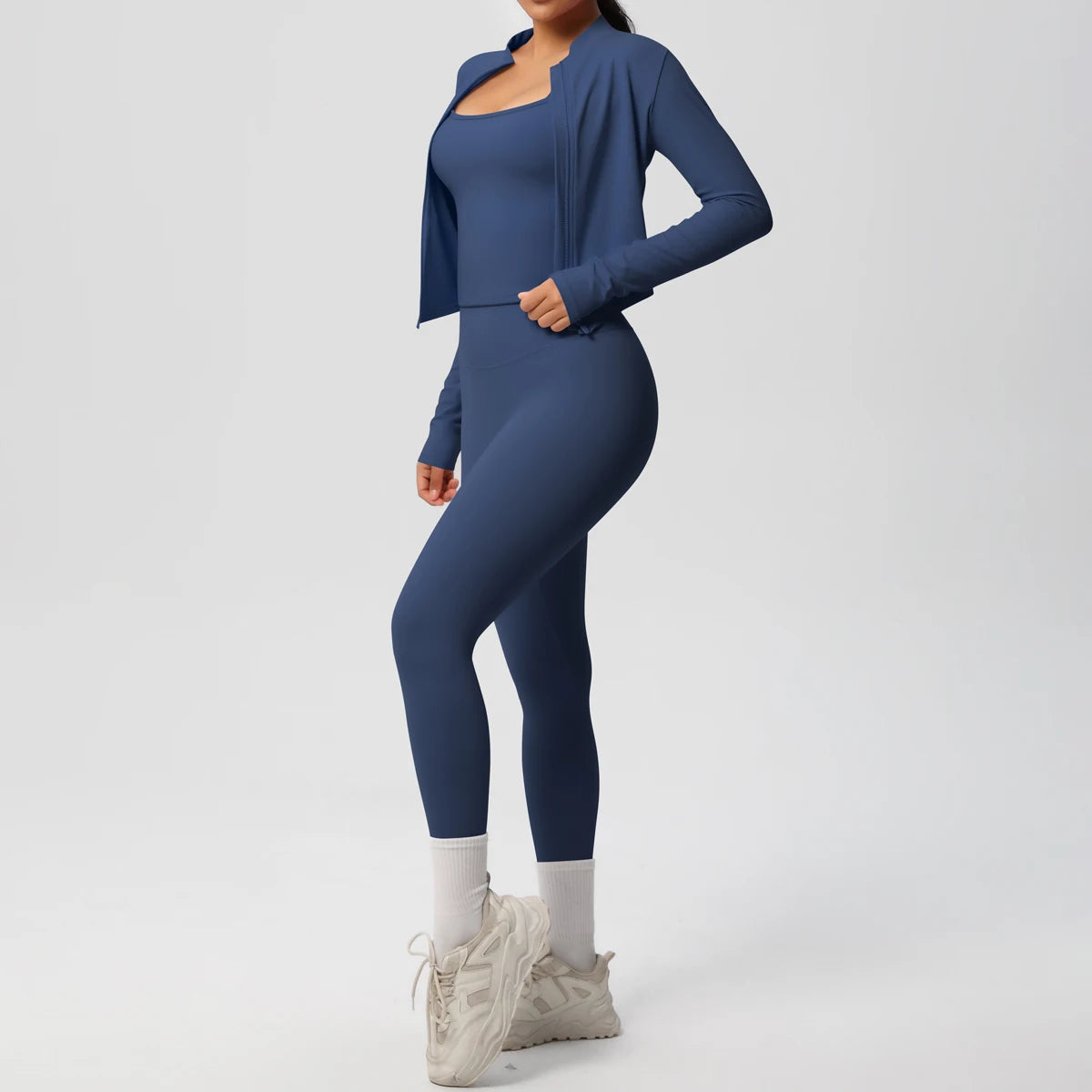 3PCS Yoga Set Nude Feeling Workout Sets Women Tracksuit Gym Push Up Fitness Running Workout Sportwear Sport Bra Leggings Suit