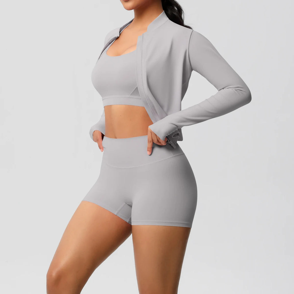 3PCS Yoga Set Nude Feeling Workout Sets Women Tracksuit Gym Push Up Fitness Running Workout Sportwear Sport Bra Leggings Suit