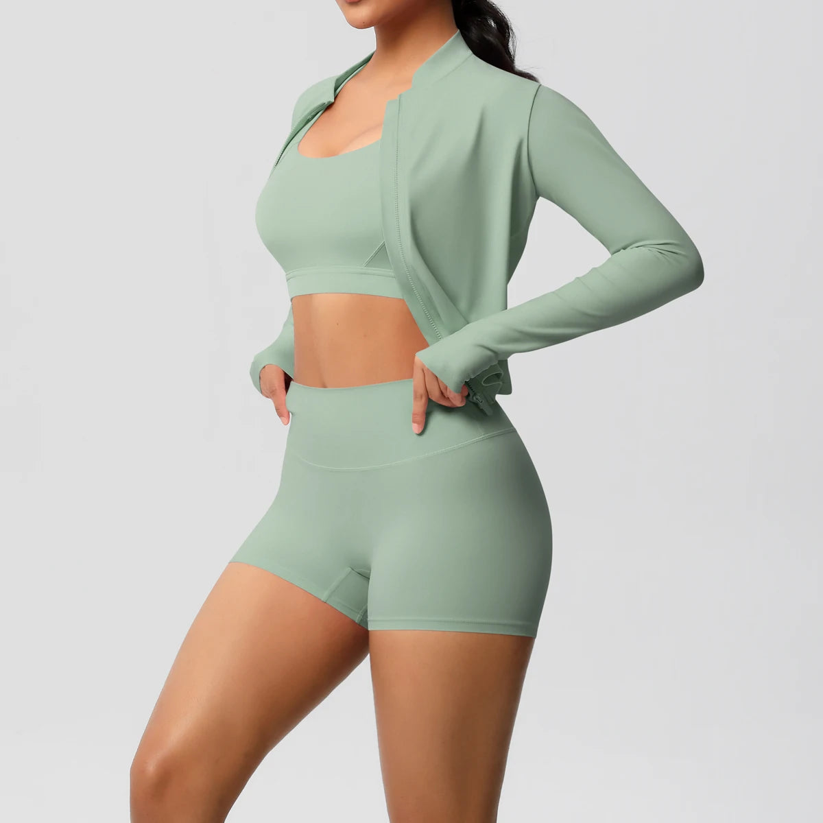3PCS Yoga Set Nude Feeling Workout Sets Women Tracksuit Gym Push Up Fitness Running Workout Sportwear Sport Bra Leggings Suit