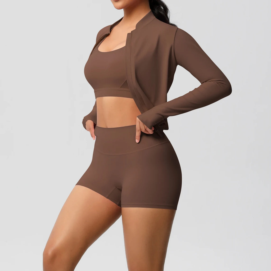 3PCS Yoga Set Nude Feeling Workout Sets Women Tracksuit Gym Push Up Fitness Running Workout Sportwear Sport Bra Leggings Suit