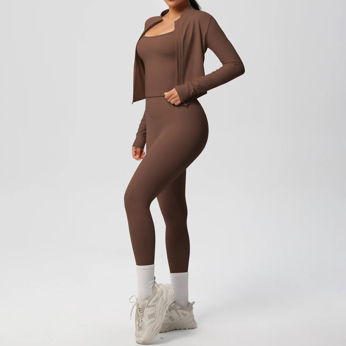 3PCS Yoga Set Nude Feeling Workout Sets Women Tracksuit Gym Push Up Fitness Running Workout Sportwear Sport Bra Leggings Suit