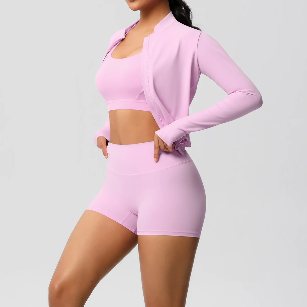 3PCS Yoga Set Nude Feeling Workout Sets Women Tracksuit Gym Push Up Fitness Running Workout Sportwear Sport Bra Leggings Suit